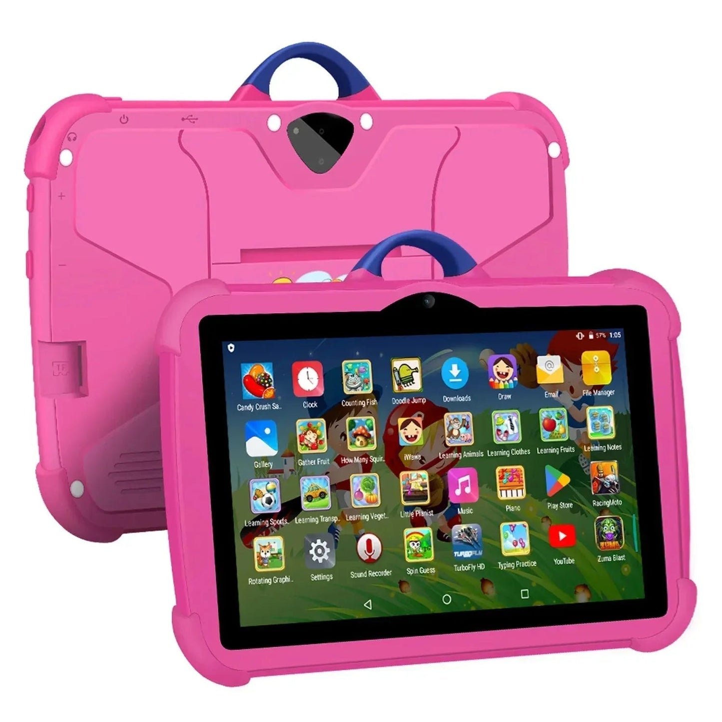 Kindertablet 7 Inch Android 64GB | Beschermhoes Met Handgreep 3–12 Jaar - KidsKorner
