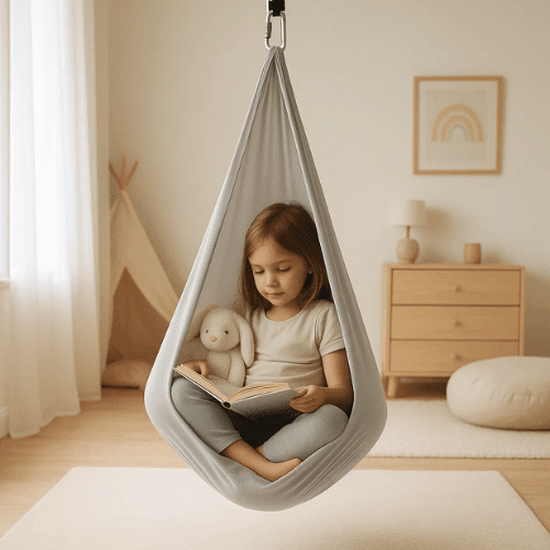 Sensorische Hangschommel Kinderen | Zachte Katoenen Coconschommel Voor Binnen - KidsKorner