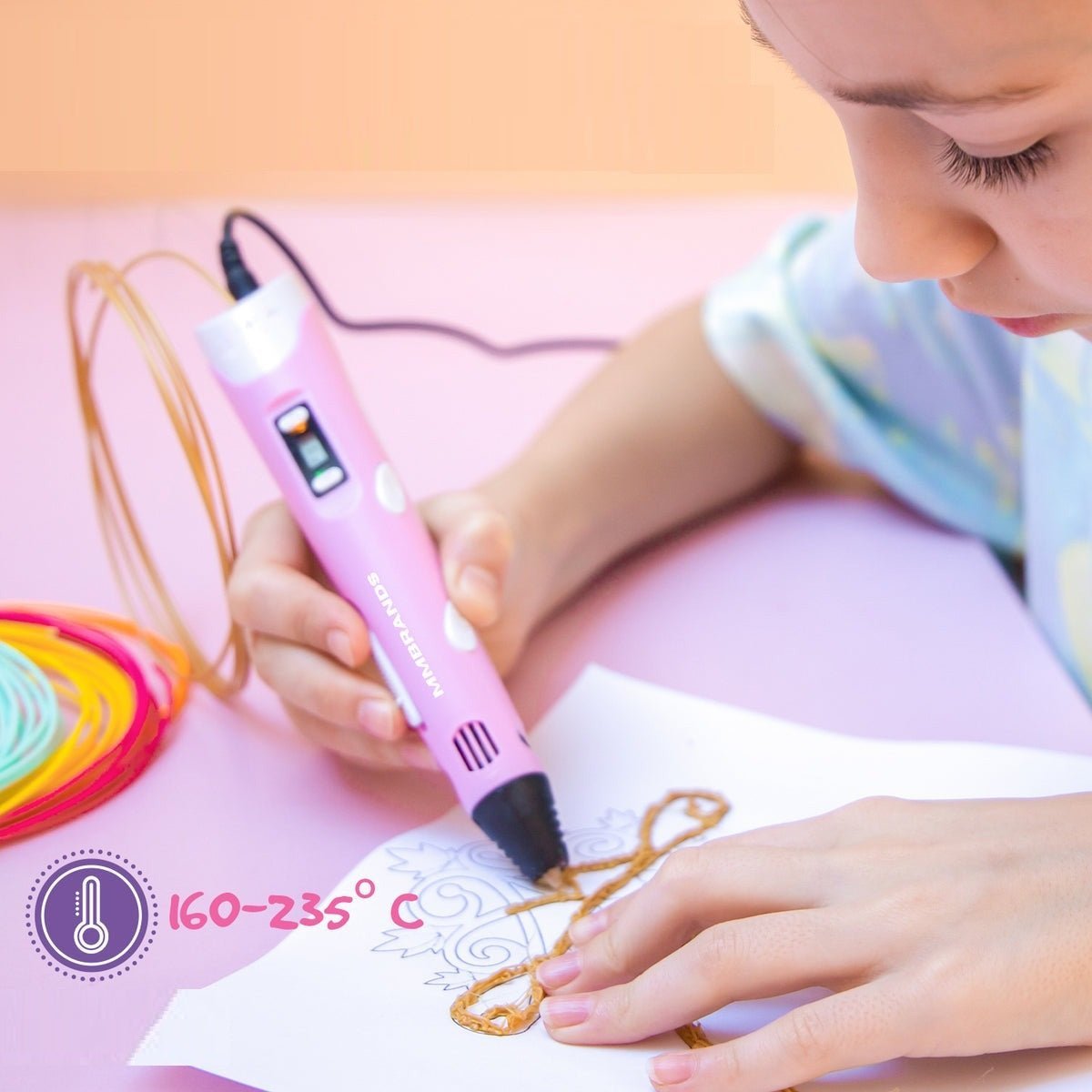 3D Pen Voor Kinderen | PLA Filament Instelbare Temperatuur Met 3m USB Kabel | 8+ Jaar - KidsKorner