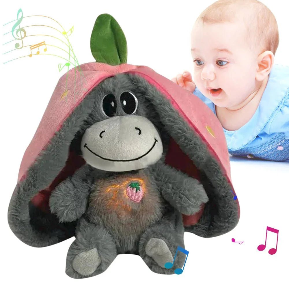 Aardbei Ezel Knuffel 30 Cm | Ademhalingsknuffel Met Zacht Nachtlicht Voor Baby En Peuter - KidsKorner