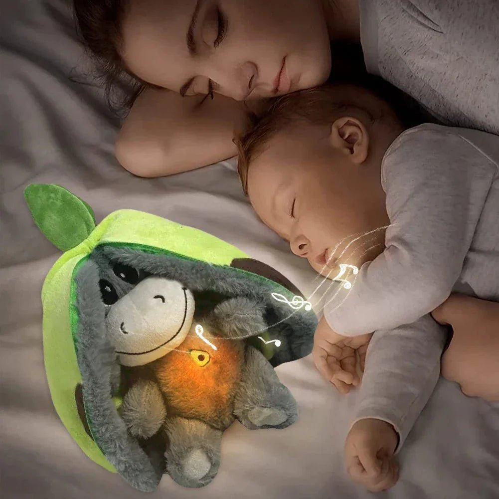 Aardbei Ezel Knuffel 30 Cm | Ademhalingsknuffel Met Zacht Nachtlicht Voor Baby En Peuter - KidsKorner