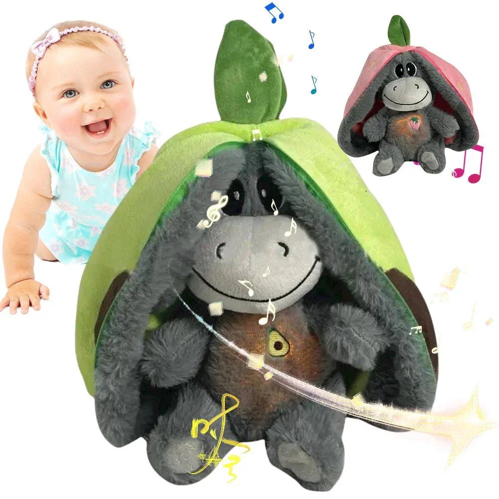Aardbei Ezel Knuffel 30 Cm | Ademhalingsknuffel Met Zacht Nachtlicht Voor Baby En Peuter - KidsKorner