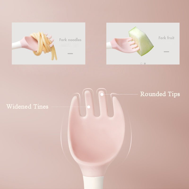 Baby Bestek Set Met Siliconen Lepel En Vork Antislip - KidsKorner