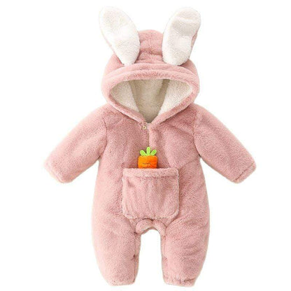 Baby Konijnen Romper Met Capuchon En Wortel Detail - KidsKorner