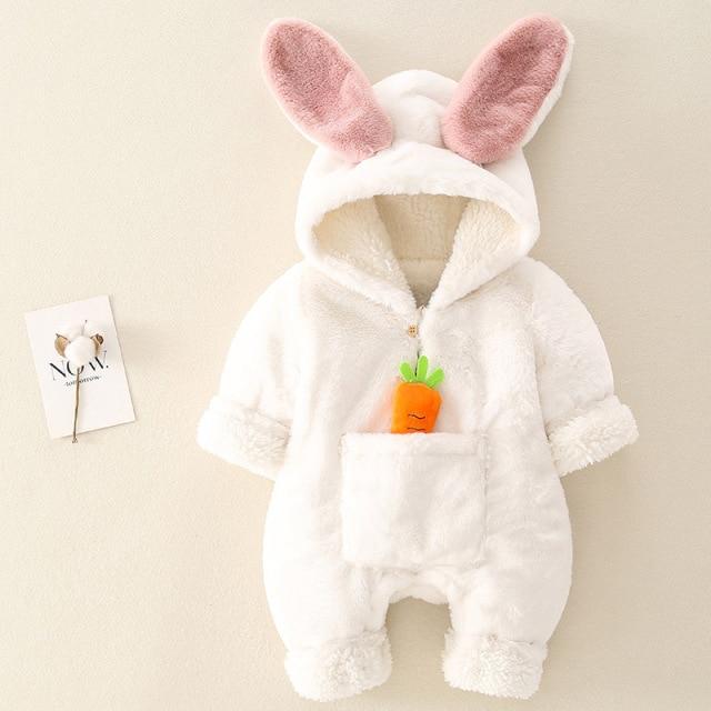 Baby Konijnen Romper Met Capuchon En Wortel Detail - KidsKorner
