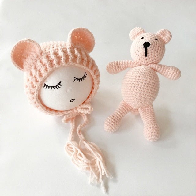 Baby Muts Met Berenoren En Knuffelbeertje Set - KidsKorner