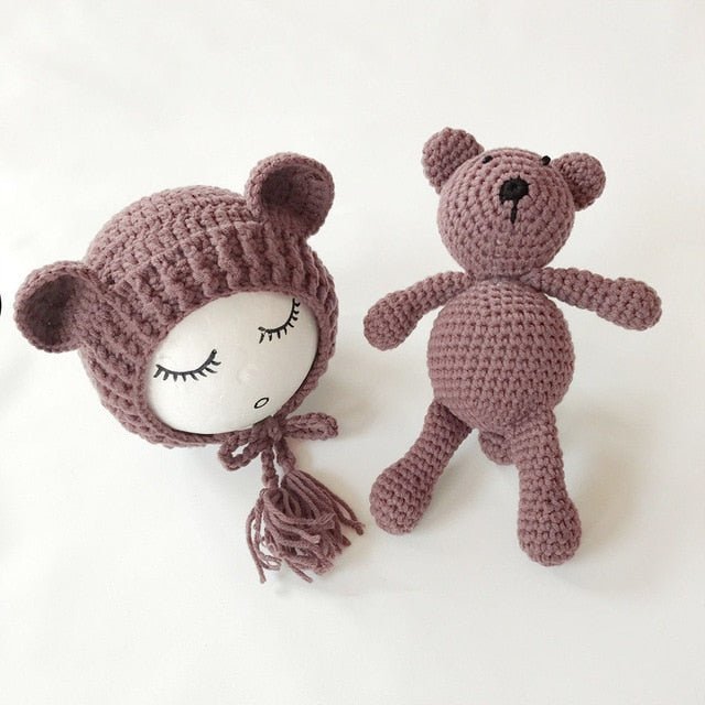 Baby Muts Met Berenoren En Knuffelbeertje Set - KidsKorner
