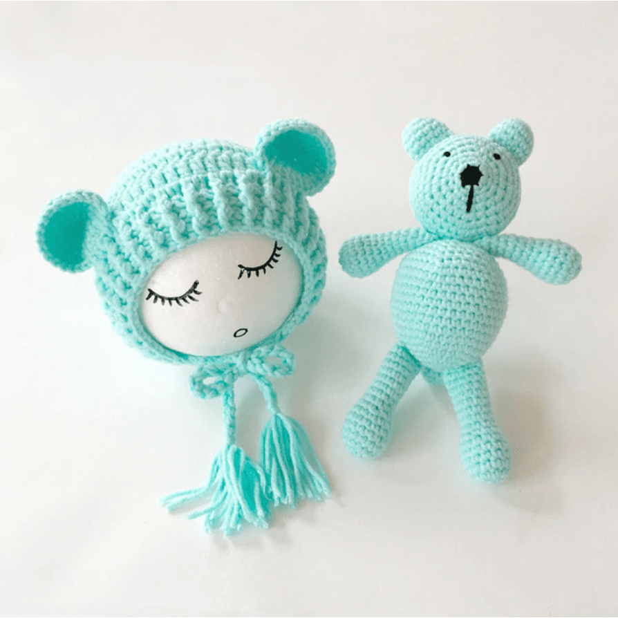 Baby Muts Met Berenoren En Knuffelbeertje Set - KidsKorner