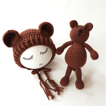 Baby Muts Met Berenoren En Knuffelbeertje Set - KidsKorner