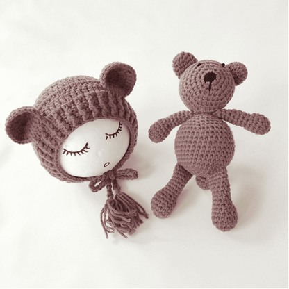Baby Muts Met Berenoren En Knuffelbeertje Set - KidsKorner