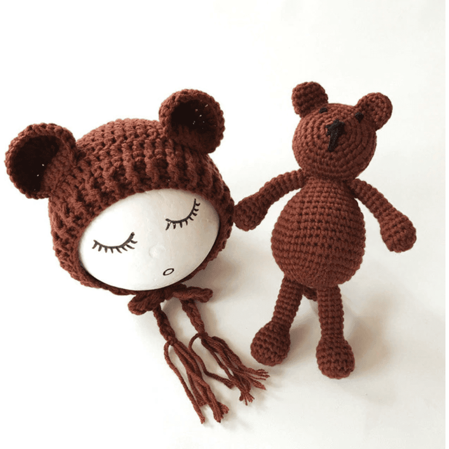 Baby Muts Met Berenoren En Knuffelbeertje Set - KidsKorner