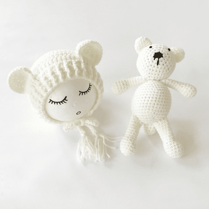 Baby Muts Met Berenoren En Knuffelbeertje Set - KidsKorner