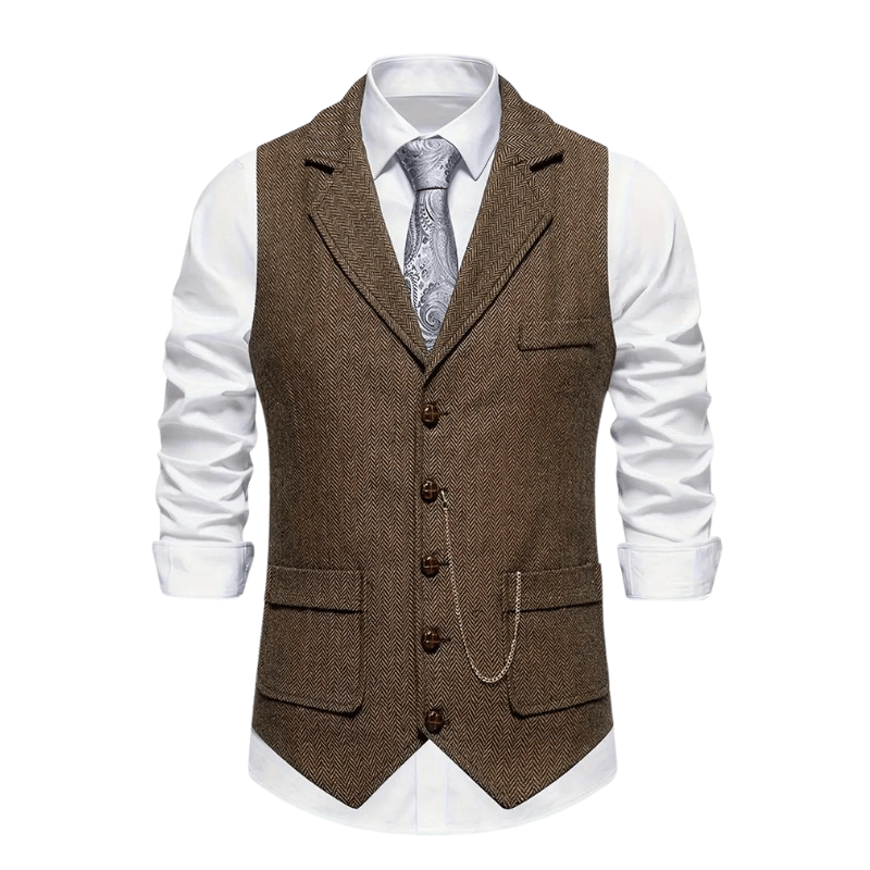 Caldon Heren Gilet Kostuumvest Met Revers - Liovano