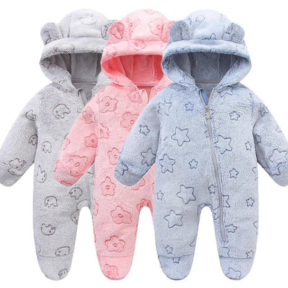 Flanellen Baby Boxpak Met Capuchon En Rits - KidsKorner
