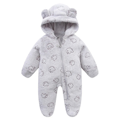 Flanellen Baby Boxpak Met Capuchon En Rits - KidsKorner