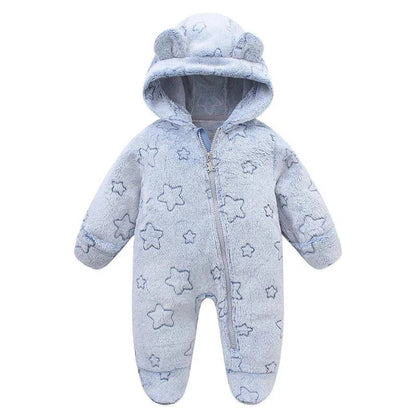 Flanellen Baby Boxpak Met Capuchon En Rits - KidsKorner