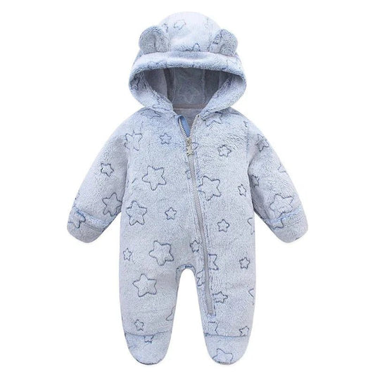Flanellen Baby Boxpak Met Capuchon En Rits - KidsKorner