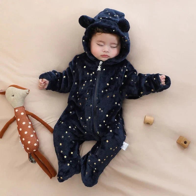 Flanellen Baby Boxpak Met Capuchon En Rits - KidsKorner