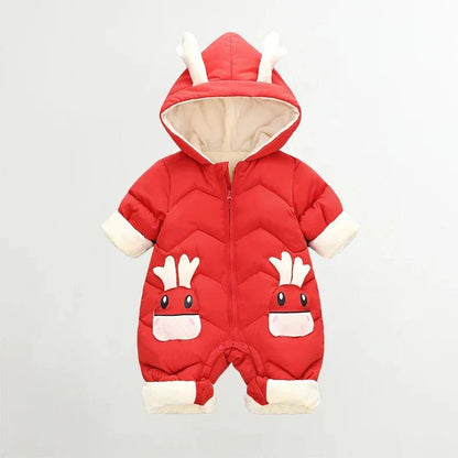Gevoerd Baby Winterpak Rendier Met Capuchon Jumpsuit - KidsKorner