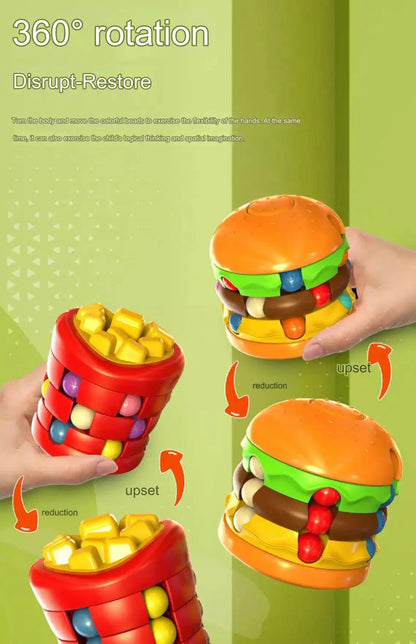 Hamburger En Friet Draaispeelgoed Voor Peuters | Afgeronde Randen En BPA - Vrij Plastic | 1 Tot 3 Jaar - KidsKorner