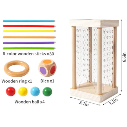Houten Behendigheidsspel – Ballen & Stokjes Spel 3 - in - 1 – 3+ - KidsKorner