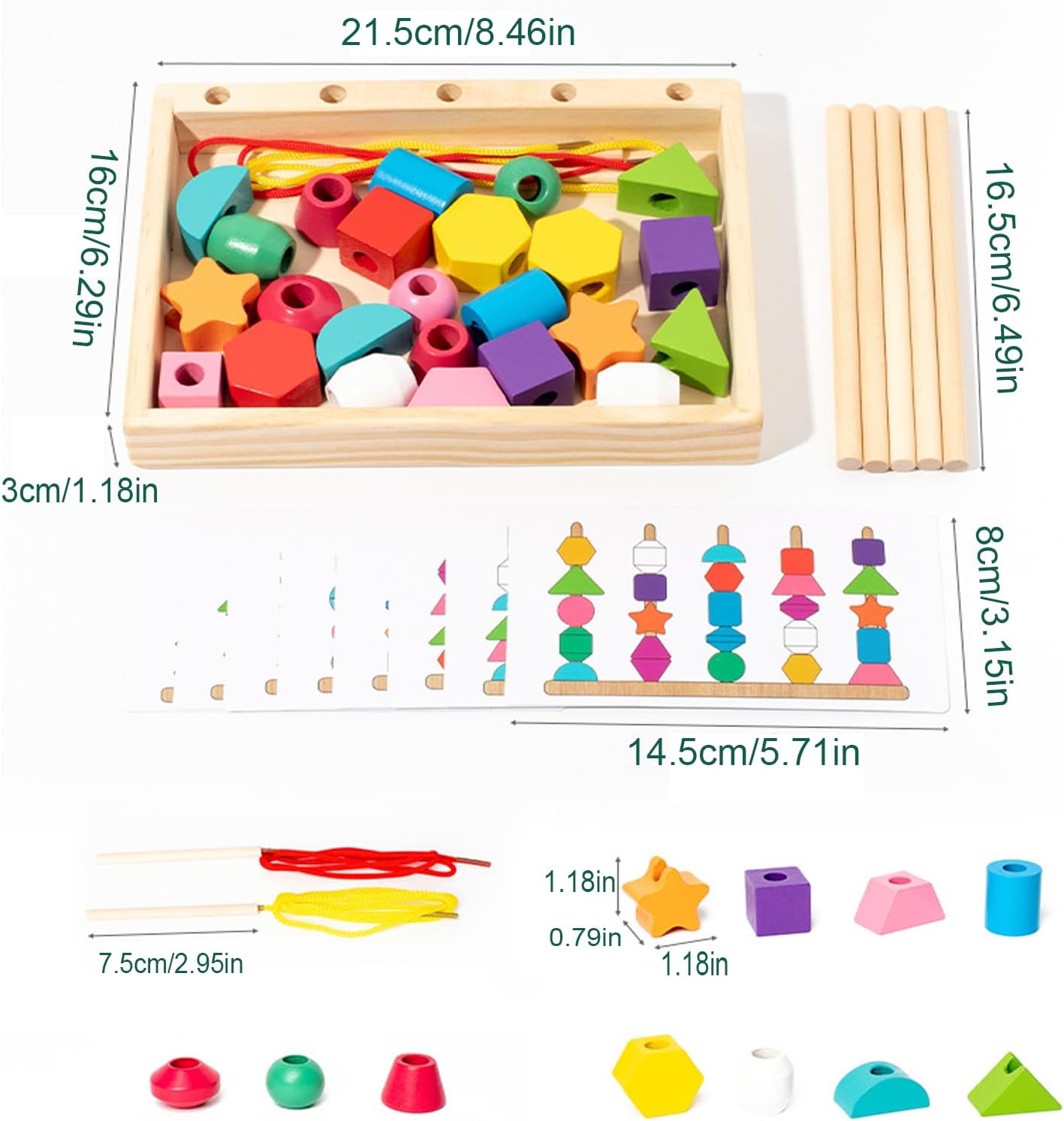 Houten Kralen Met Kaarten Montessori Rijgspel - KidsKorner