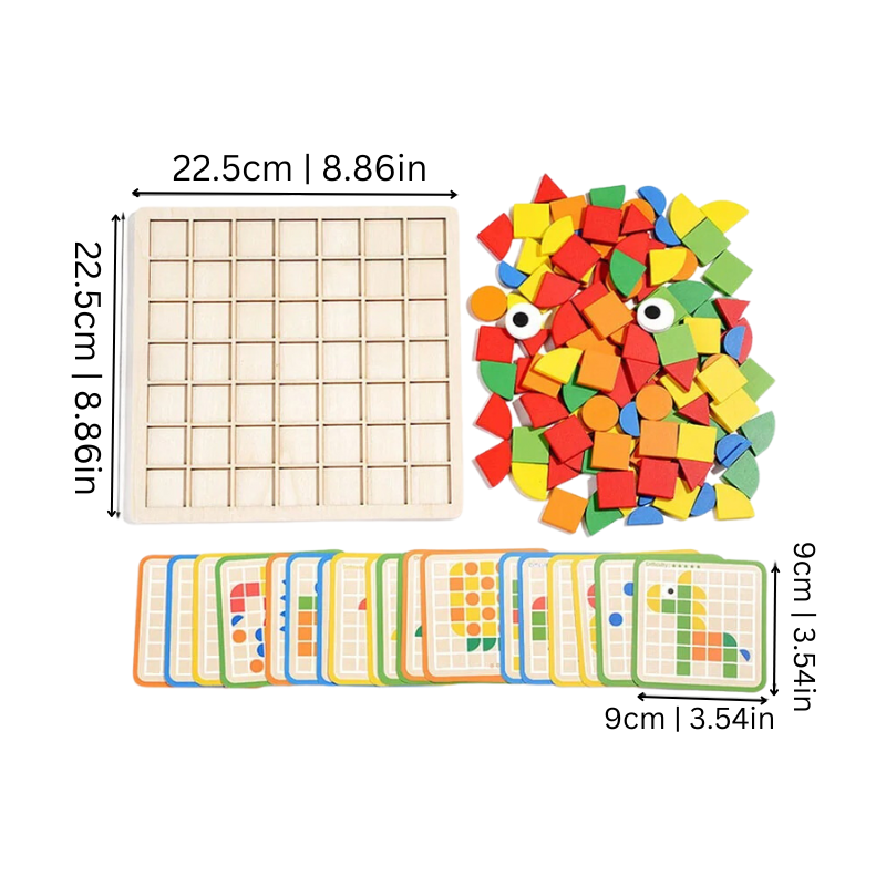 Houten Mozaïekpuzzel Met Patroonkaarten Voor Kinderen - KidsKorner