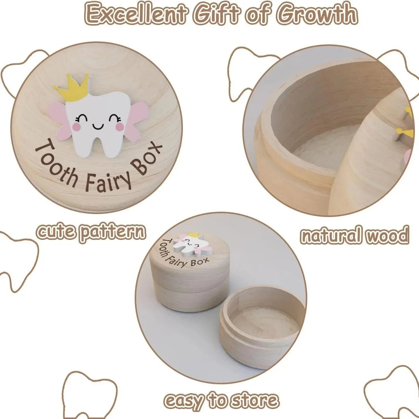 Houten Tandendoosje Voor Melktandjes Met Tandenfee Design - KidsKorner