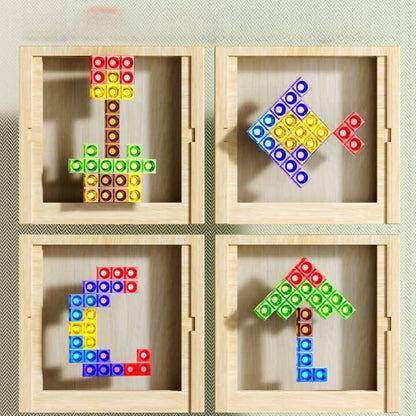Houten Tetris Puzzel - Educatief Denkspel - KidsKorner