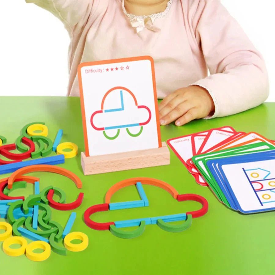 Houten Vormen Puzzel - Creatief Legspel Met Voorbeeldkaarten - 3 Tot 6 Jaar - KidsKorner