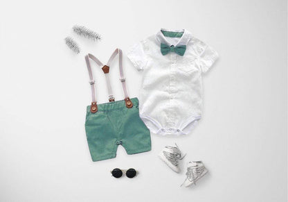 Jongens Nette Kleding Set Met Strikje En Bretels - KidsKorner