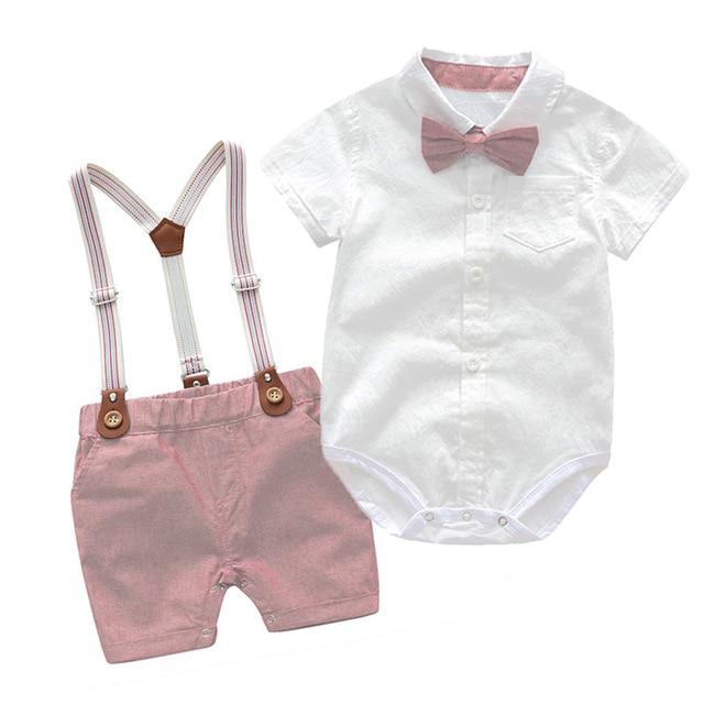 Jongens Nette Kleding Set Met Strikje En Bretels - KidsKorner