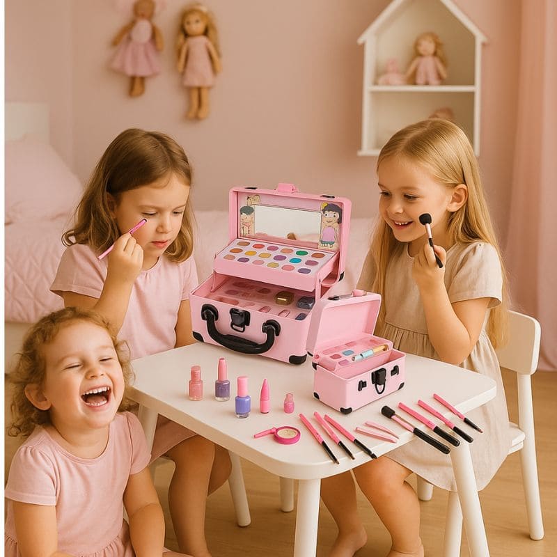 Kinder Make - Up Koffer Met Spiegel – Speel Make - Up Set Voor Meiden - KidsKorner