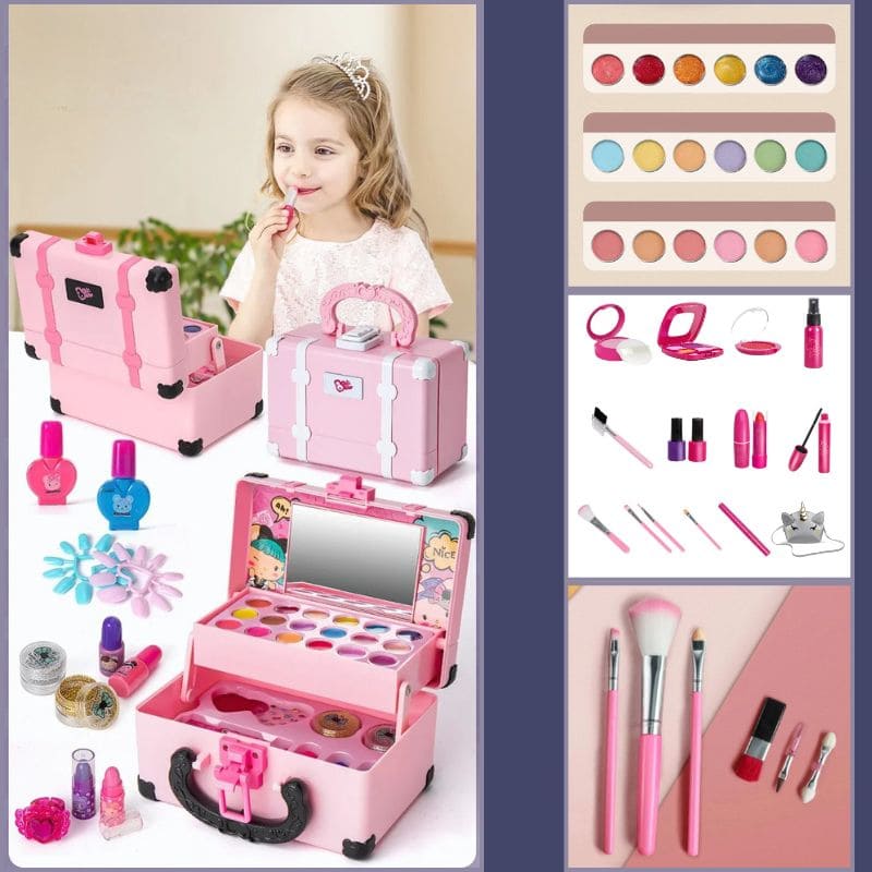 Kinder Make - Up Koffer Met Spiegel – Speel Make - Up Set Voor Meiden - KidsKorner