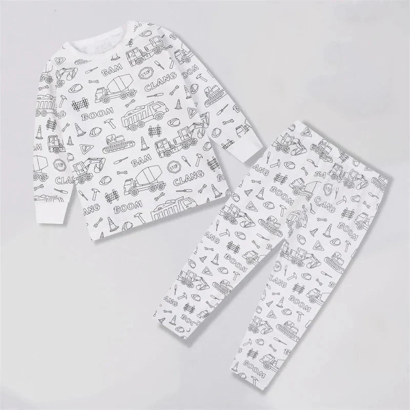 Kleur Je Eigen Kinderpyjama Set 2 - Delig - KidsKorner