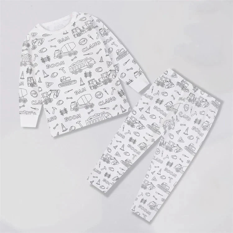 Kleur Je Eigen Kinderpyjama Set 2 - Delig - KidsKorner