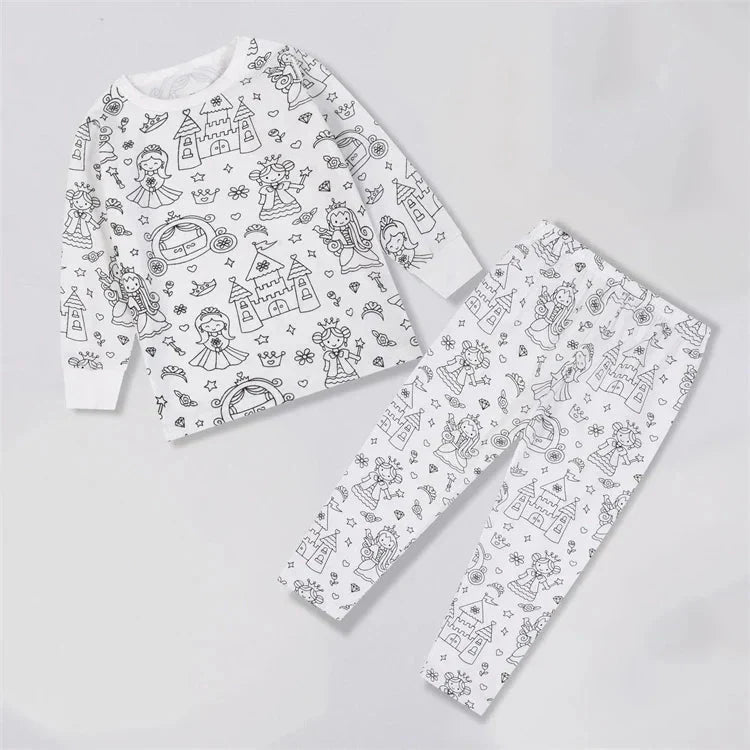Kleur Je Eigen Kinderpyjama Set 2 - Delig - KidsKorner