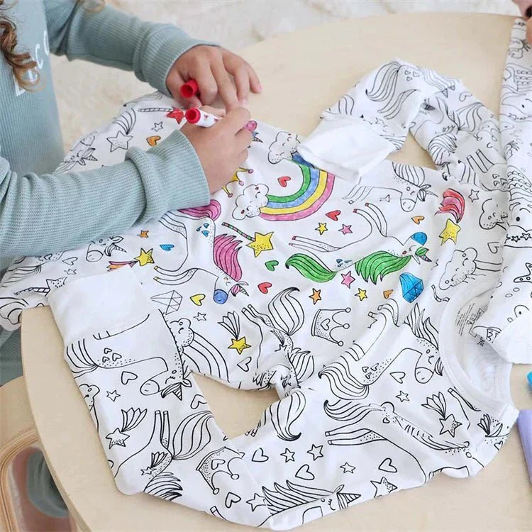 Kleur Je Eigen Kinderpyjama Set 2 - Delig - KidsKorner