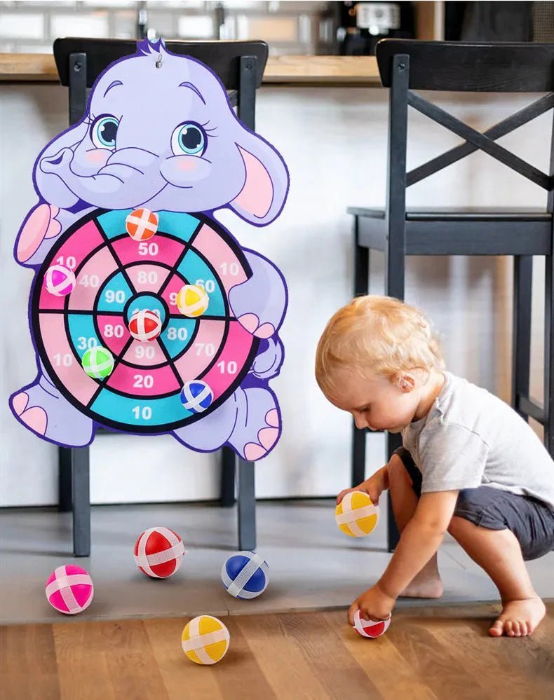 Klittenband Dartbord Kind Olifant Met Plakballetjes - KidsKorner