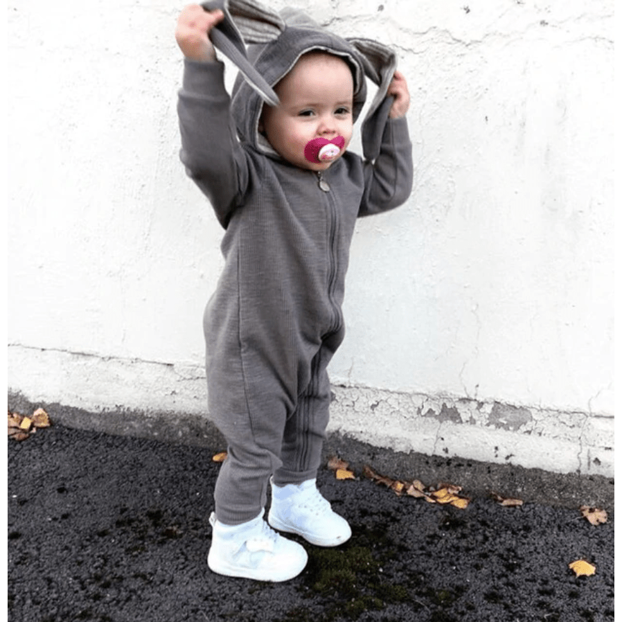Konijnenoren Baby Romper Met Capuchon En Rits - KidsKorner