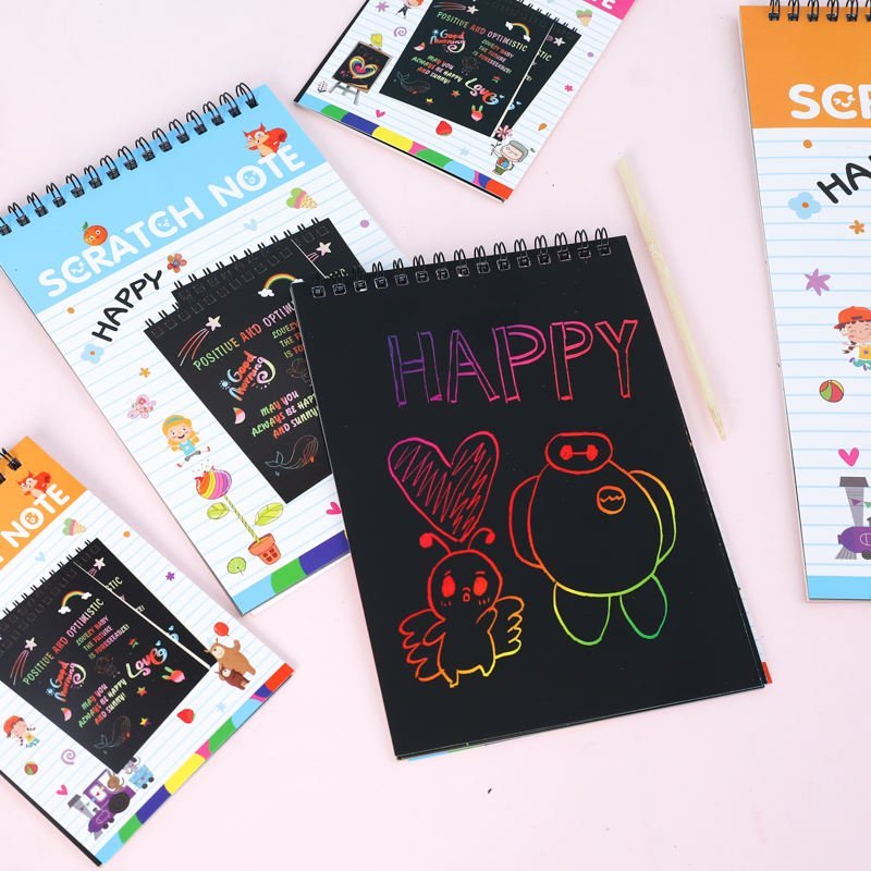 Krasboek Voor Kinderen | Spiraal Kraspapier Met Kleurenlaag | Creatief Tekenen - KidsKorner