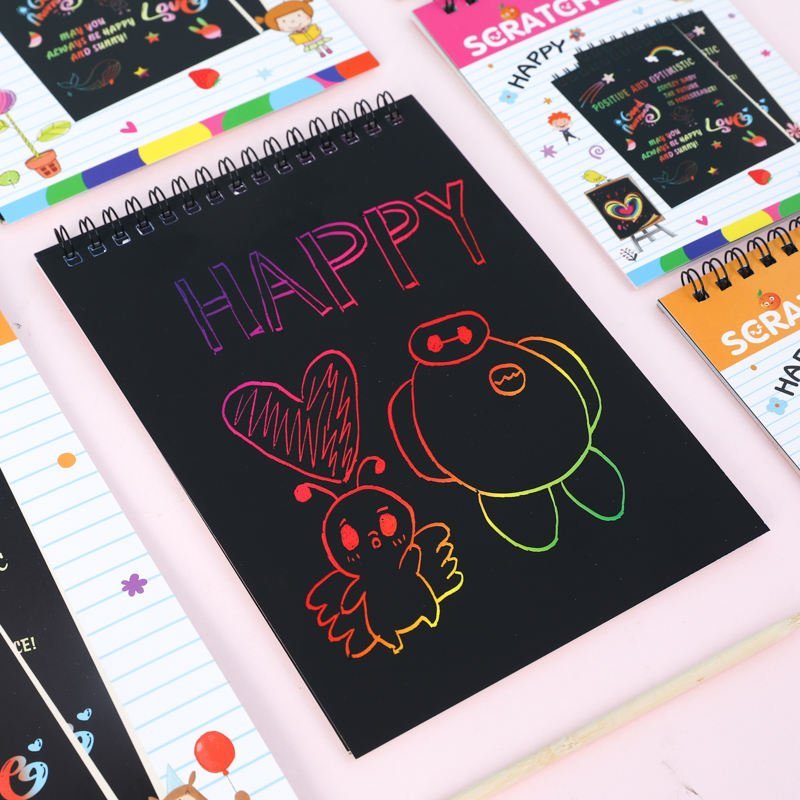 Krasboek Voor Kinderen | Spiraal Kraspapier Met Kleurenlaag | Creatief Tekenen - KidsKorner