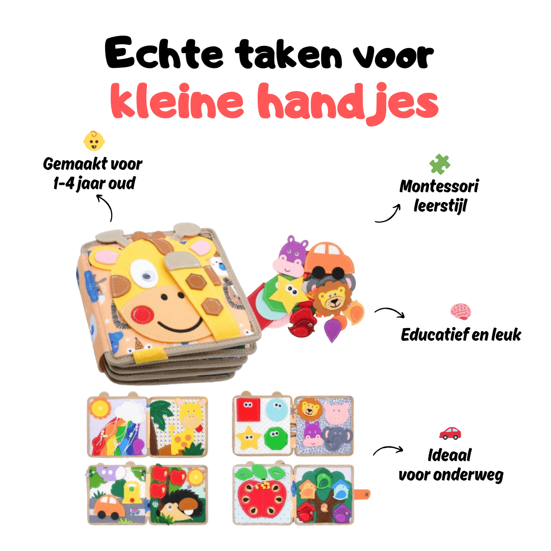 Montessori Activiteitenboek Dieren - Busy Book Vilt - 2 Tot 4 Jaar - KidsKorner