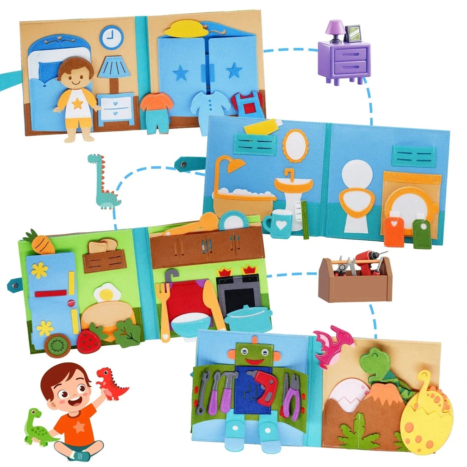 Montessori Activiteitenboek Vilt - Busy Book - 3 Tot 6 Jaar - KidsKorner