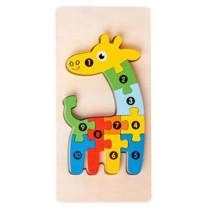 Montessori Houten Nummerpuzzel Dierenvormen 2 Tot 7 Jaar - KidsKorner