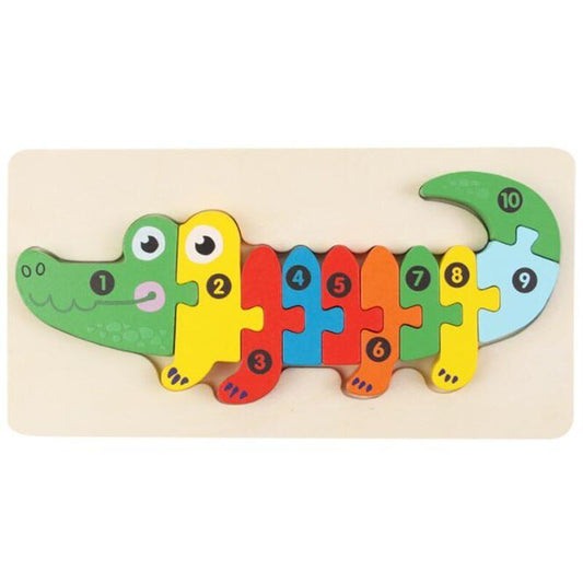 Montessori Houten Nummerpuzzel Dierenvormen 2 Tot 7 Jaar - KidsKorner