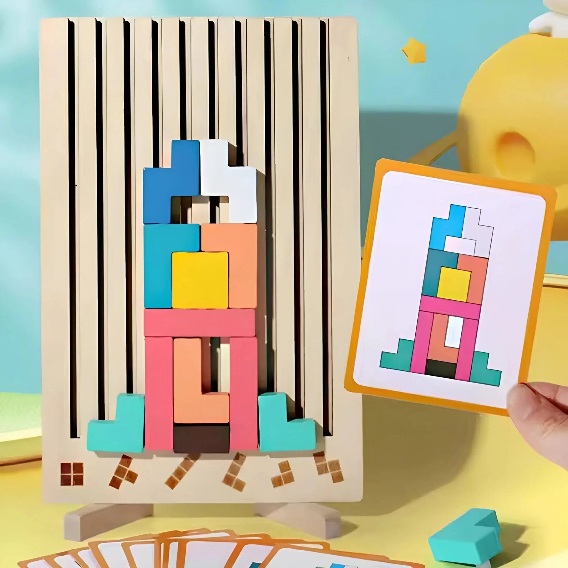 Montessori Houten Tetris Stapelpuzzel – Puzzelspel - KidsKorner