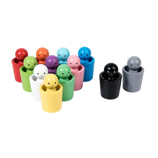 Montessori Kleurmatch Poppen Houten Sorteerspel 12 - Delig - KidsKorner