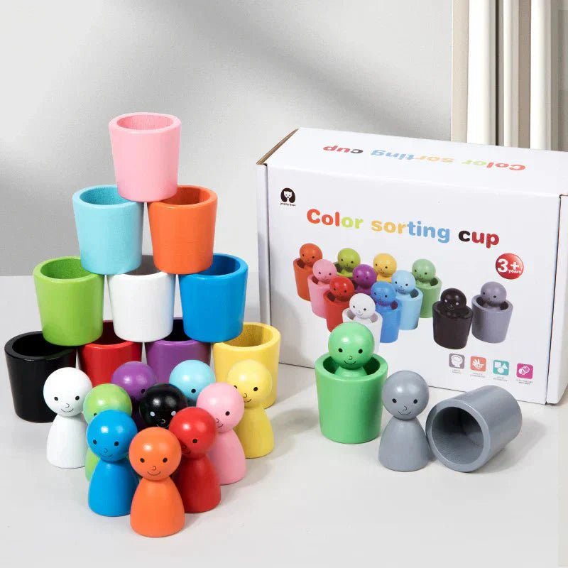 Montessori Kleurmatch Poppen Houten Sorteerspel 12 - Delig - KidsKorner