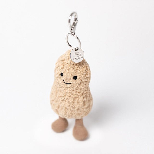 Pluche Pinda Tasbedel Sleutelhanger Met Karabijnhaak | Zachte Knuffelhanger - KidsKorner